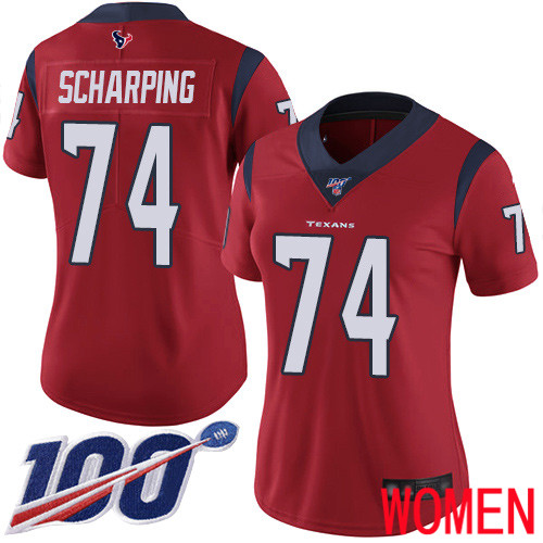 Houston Texans Limited Red Women Max Scharping Alternate Jersey NFL Football #74 100th Season Vapor Untouchable
